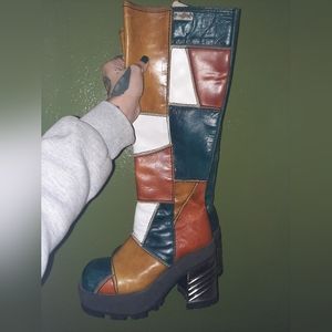 Very Rare!!! Vintage DESTROY 90's Patchwork Leather Boots🤩